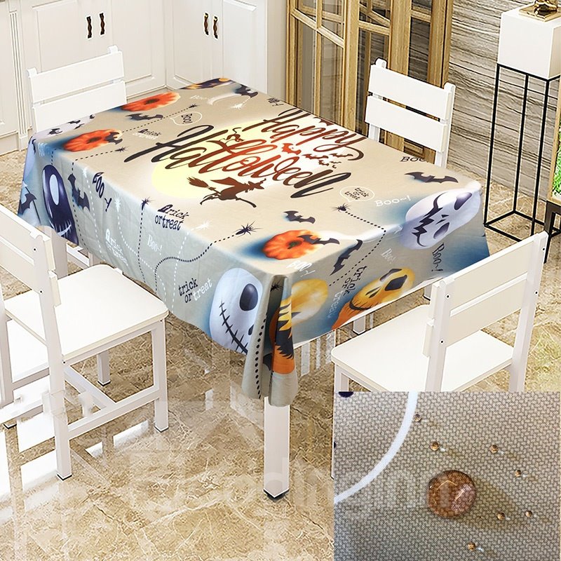 Pumpkin Ghost Castle And Witch Printing Pattern No Pilling No Fading No Off-Lining Halloween Theme 3D Tablecloth