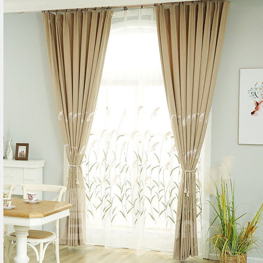 Cortinas transparentes personalizadas de organza con clase para sala de estar, estilo moderno europeo, con patrón de cañas 