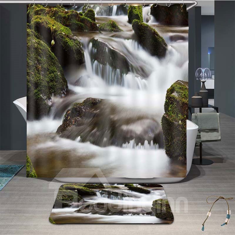 3D Print Waterproof Solid Color Polyester Decorative Shower Curtain