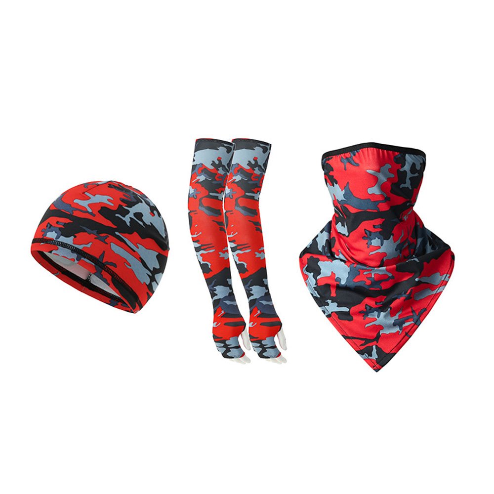 3 unids/set de bandana con bucles para las orejas, funda para el brazo y gorro con forro para casco para hombres y mujeres, motocicleta, ciclismo, deportes al aire libre 