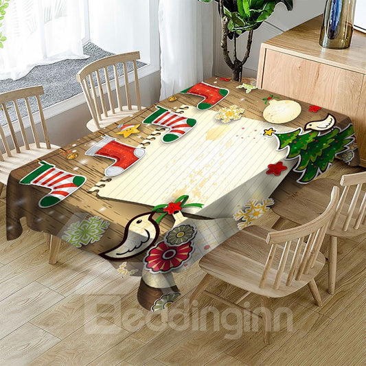 Durable Dustproof Unfading Simple And Colorful Christmas Theme Patterns 3D Tablecloth
