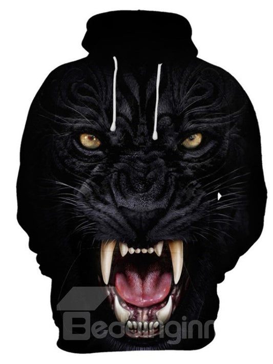 Sudaderas con capucha con estampado de leopardo negro realista en 3D 