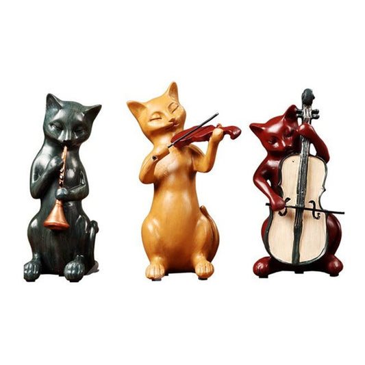 Banda para gatos con instrumentos, decoración Retro para gatos, vitrina, decoración bonita, 3 juntos