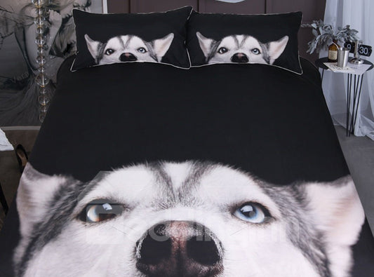 Juegos de cama/funda nórdica con estampado de animales 3D de Husky siberiano de 3 piezas 