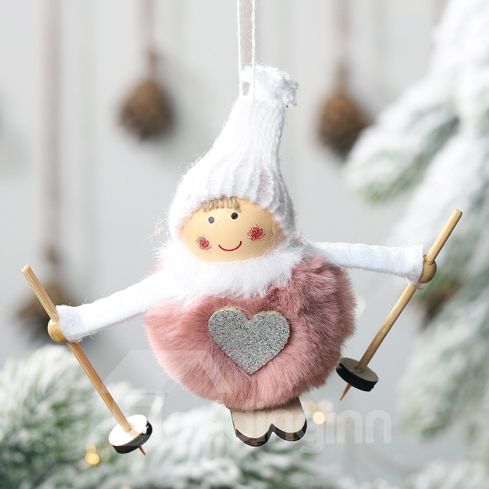 Flauschiger Schneepuppen-Anhänger, kreativer Weihnachtsbaumschmuck 