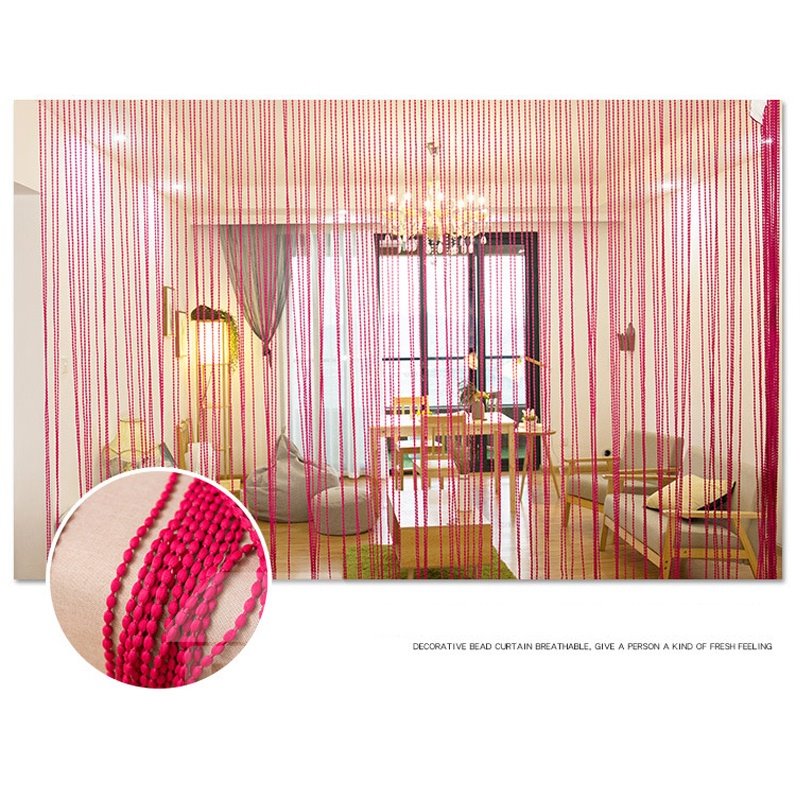 Separador de ambientes decorativo para porche, cortina transparente con hilo rojo rosa