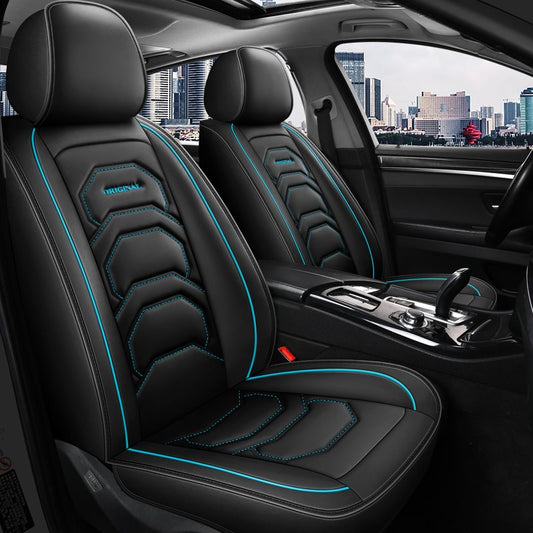 High-quality Wear-resistant Leather Breathable Without Falling Off 5 Seats Universal Fit Seat Covers Compatible with Airbags