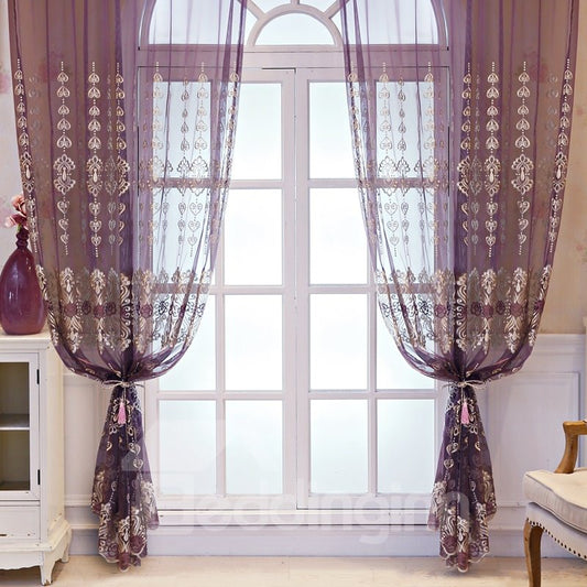 Romantische und traumhafte dekorative violette halbindividuelle transparente Vorhänge für Wohnzimmer und Schlafzimmer 