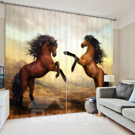 Cortinas opacas 3D con aislamiento térmico para oscurecer la habitación con diseño de caballo de pie