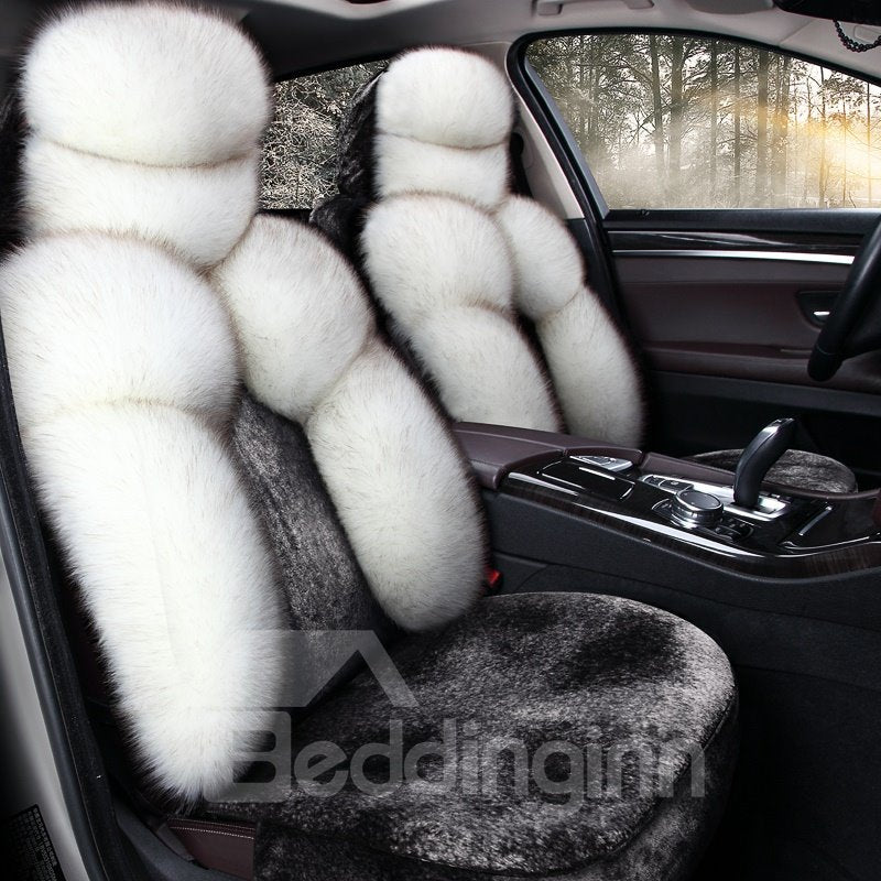 5-Seater Full Coverage Winter Warm Custom Made Cashmere Material Airbag Compatible No Hair Removal Fluffy Soft Universal Fit Seat Cover