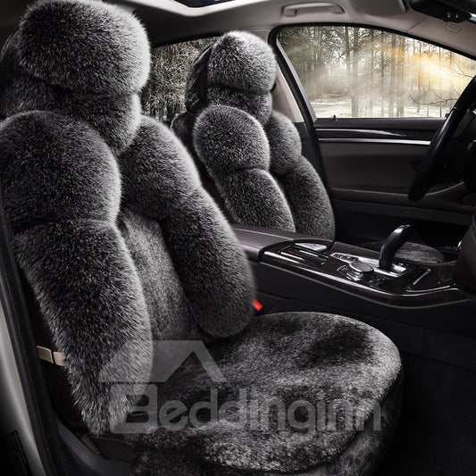 5-Sitzer-Sitzbezug mit vollständiger Abdeckung für den Winter, warm, maßgeschneidert, aus Kaschmirmaterial, Airbag-kompatibel, keine Haarentfernung, flauschig weich, universelle Passform 