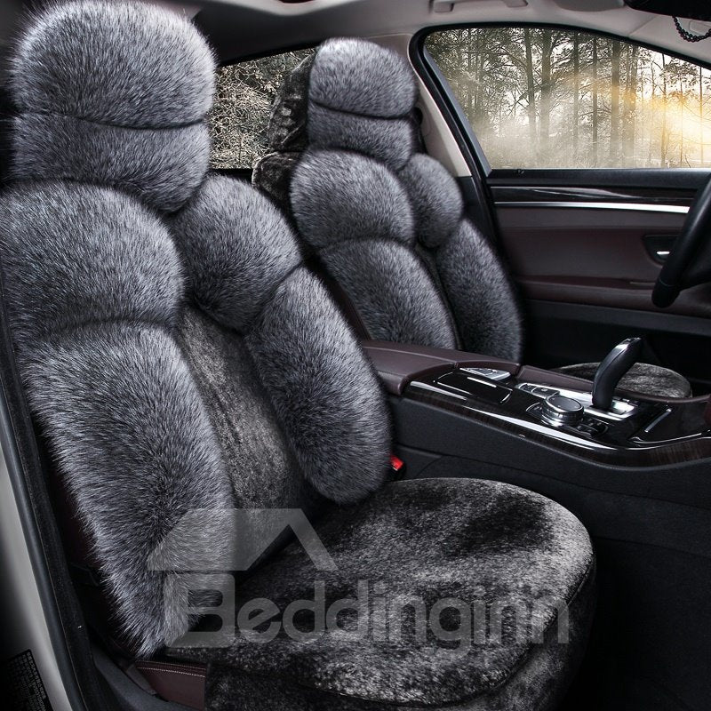 5-Seater Full Coverage Winter Warm Custom Made Cashmere Material Airbag Compatible No Hair Removal Fluffy Soft Universal Fit Seat Cover