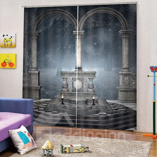 3D Mysterious Pillars Print Blackout and Decorative Curtains for Living Room Bedroom