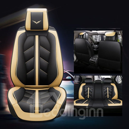 Sport Style 5-Seater Anti-Wrinkle Antiskid Health And Environmental Protection Soft Comfortable Durable Man-Made Leather Universal Fit Seat Cover Suitable For Most 5-Seater Sedan SUV Truck