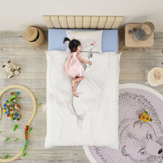 Beluga 4-teiliges Bettbezug-Set, 3D-Tierdruck-Bettwäsche-Set, verschleißfest, atmungsaktiv, hochwertiger 60er-Jahre-Baumwollsatin 