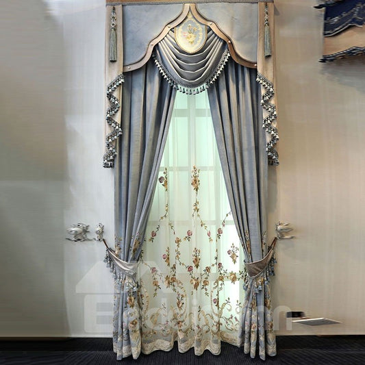 Elegant Classy Embroidered Decorative Customs Sheer Curtains for Living Room Bedroom