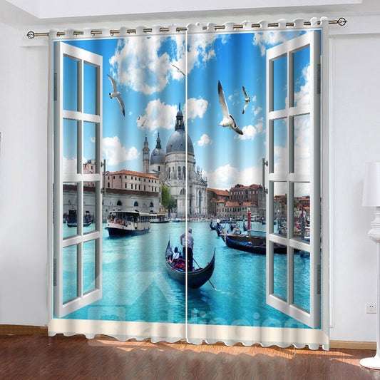 3D Fantastic Venice View Print Blackout and Decorative Curtains for Living Room Bedroom