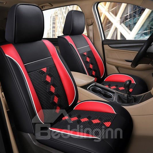 Full Coverage Man-Made Leather And Ice Silk Material Soft Comfortable Universal Single Seat Cover Can Be Customized For Seven-Seater Cars 232 Or 223