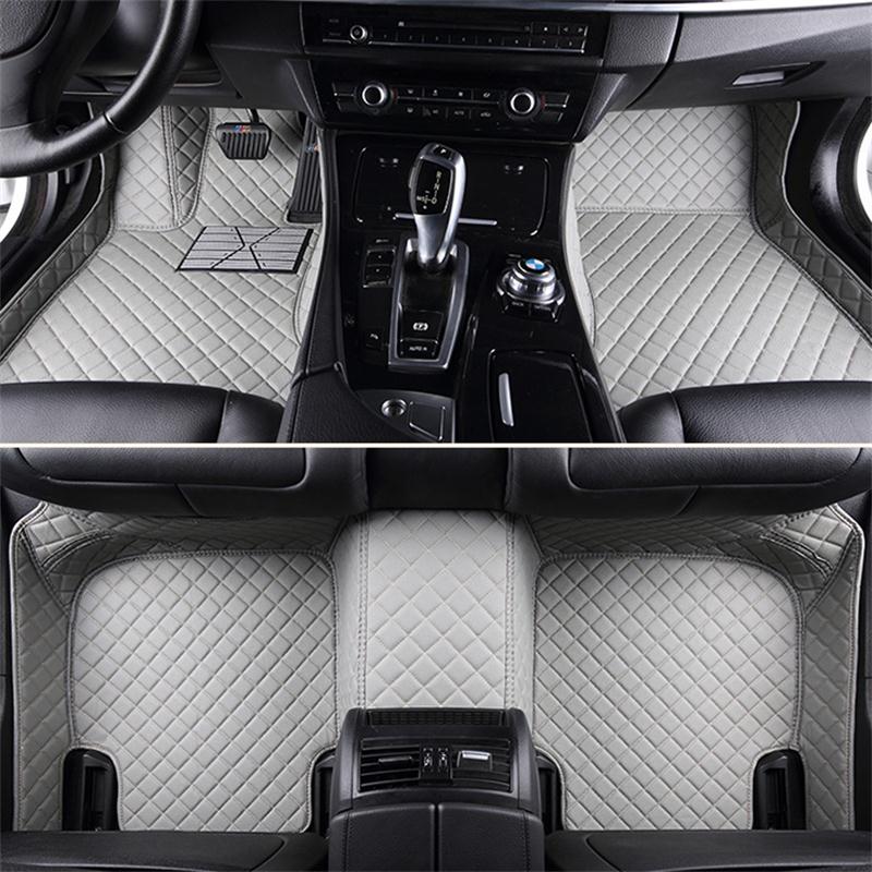 Luxury Series Plaid Trims Design Leather Carpet Custom Fit Car Floor Mats Liners