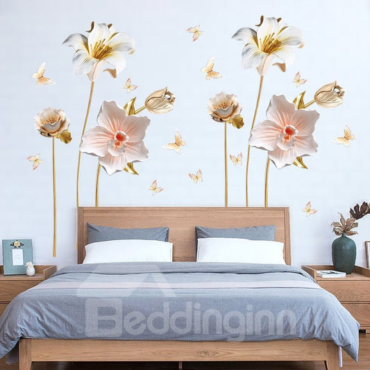 Orchideenblüten-Relief-Technologie, PVC-Wandaufkleber, Schlafzimmer, Wohnzimmer, Hintergrund, Heimdekoration 