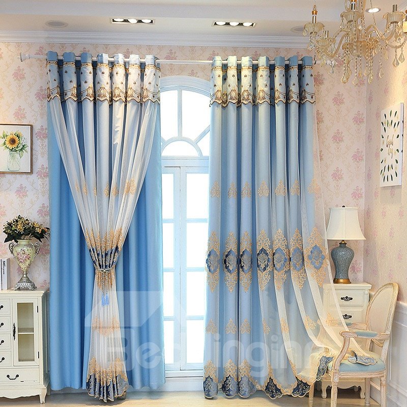 Elegant and Luxury Embroidered Blackout Custom Teal Curtain Sets for Living Room Bedroom 84W 84L 2 Panel Set Noise Reducing Privacy Protection and Energy Efficiency Physically Blocks Light