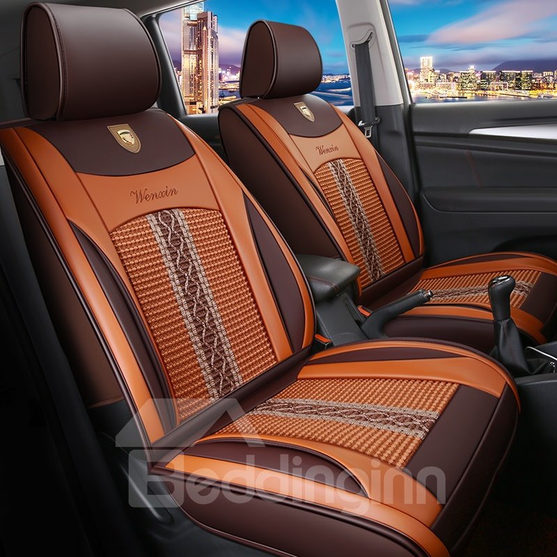 Full Coverage Wear Resistant Durable Waterproof Man-Made Leather And Breathable Ice Silk Material Airbag Compatible Single Car Seat Cover/ 7-Seater Seat Cover Can Be Customized