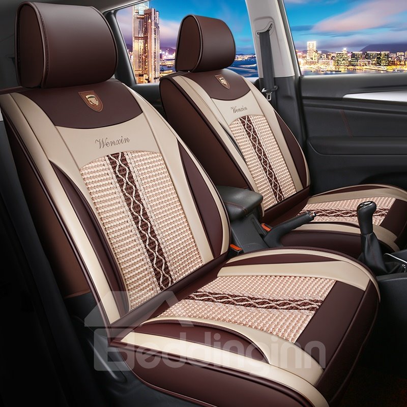 Full Coverage Wear Resistant Durable Waterproof Man-Made Leather And Breathable Ice Silk Material Airbag Compatible Single Car Seat Cover/ 7-Seater Seat Cover Can Be Customized