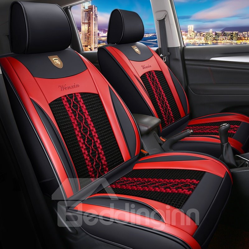 Full Coverage Wear Resistant Durable Waterproof Man-Made Leather And Breathable Ice Silk Material Airbag Compatible Single Car Seat Cover/ 7-Seater Seat Cover Can Be Customized