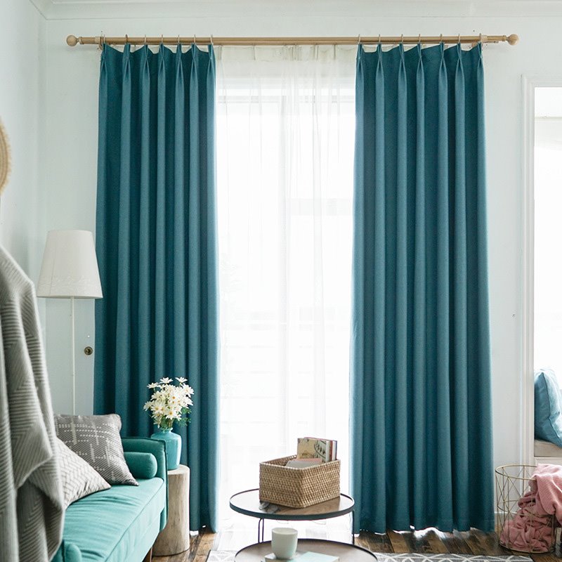 Modern Simple Style Blackout Teal Turquoise Curtains for Living Room Bedroom