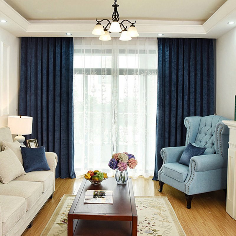 Cortinas opacas decorativas europeas de estilo moderno y sencillo con ojales para sala de estar y dormitorio 