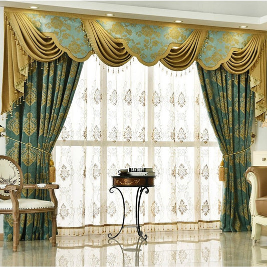 Cortinas transparentes personalizadas decorativas bordadas de lujo europeo para sala de estar y dormitorio 
