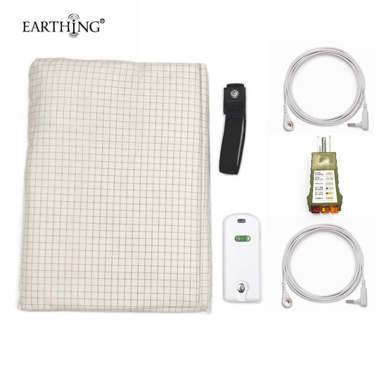 Cotton Earthing Flat Sheet with 10% Conductive Yard, Grounding Tester and Cord - 153 x 250cm
