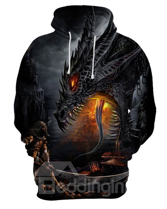 Unisex Loose Model Polyester Pullover Kängurutasche 3D bemalter Kapuzenpullover