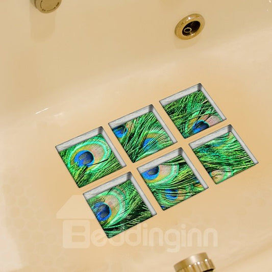 Peacock Pattern 3D Bathtub Stickers