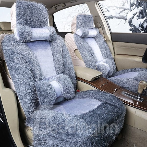 Funda de asiento de coche universal cálida y cálida para otoño e invierno, material clásico y suave y esponjoso 