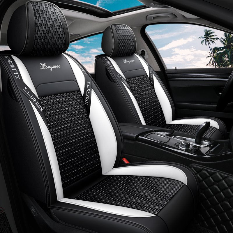 Sport Style 5-seater Full Coverage Skin-friendly & Wear-resistant Leather & Breathable Ice Silk Fabric Detachable Full Head Cap Multilayer High Quality Breathable Composite Material Universal Fit Seat Covers for Sedan SUV Truck
