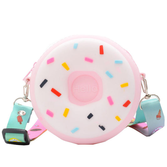 Monedero bonito para niñas, bolso pequeño con forma de Donut, bolso Diagonal de goma, regalo para niños 