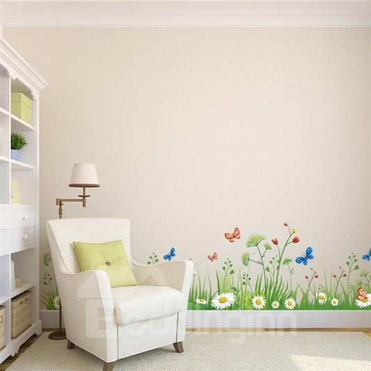 Green Grass Printed PVC Waterproof Eco-friendly Baseboard Wall Stickers