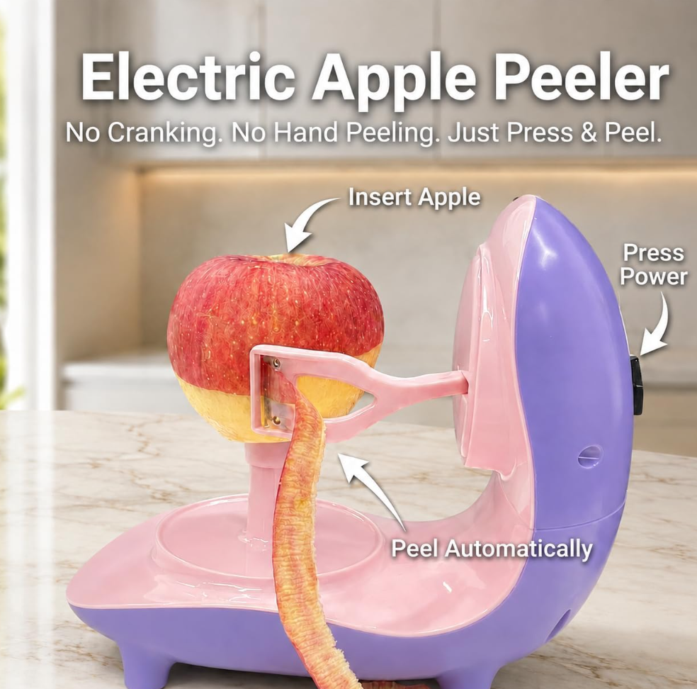 Electric Apple Peeler Tool with Apple Slicer Corer, USB-C Rechargeable Automatic Apple Peeler Machine, Apple Skin Peeler for Apples & Pears, Peels in 30 Seconds, Up to 60 Apples per Charge, Purple
