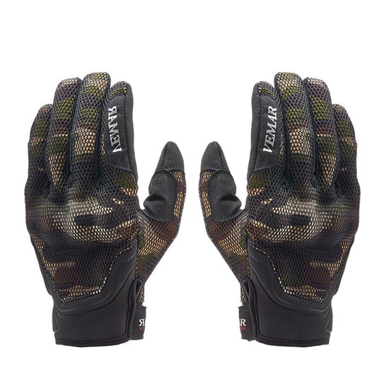 A Pair Breathable Motorcycle Gloves Polyester Fiber Shield Fall-Proof All-Finger Gloves Protect Hands