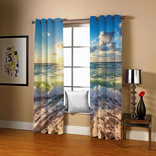 Verdunkelungsvorhänge mit 3D-Meeresdruck für Wohnzimmer, Schlafzimmer, 200 g/m² Polyester, 70 % Schattierungsrate und UV-Strahlen, umweltfreundliches Drucken und Färben, keine Verwendung von chemischen Hilfsmitteln, kein Pilling, kein Ausbleichen 