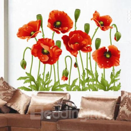 Hermosas pegatinas de pared con patrón de flores decorativas de color naranja
