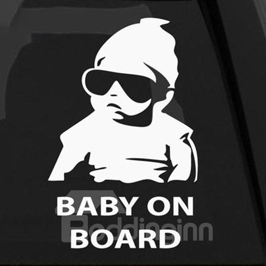 Cartoon Style Cool Baby With Glasses PET Warning Car Stickers