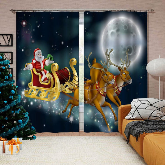 3D Christmas Printed Blackout Decorative Window Curtains Custom 2 Panels Drapes No Pilling No Fading No off-lining