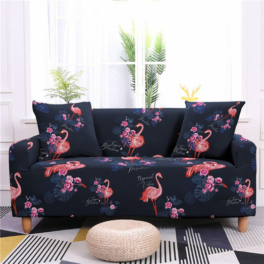 1/2/3/4 Seater Stretch Sofa Cover Flamingo Printed Couch Covers Slipcovers Elastic Universal Furniture Protector