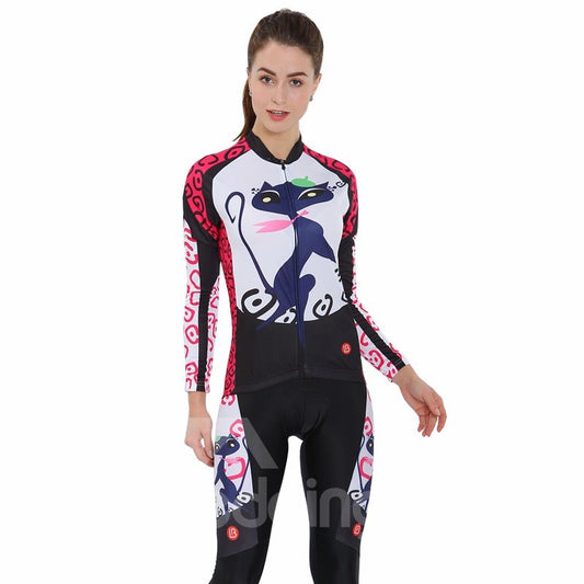 Little Cat Pantalones acolchados 3D Bicicleta de carretera Cómoda camiseta de ciclismo para mujer