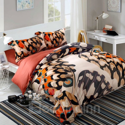 Juego de cama/funda nórdica de 4 piezas con mariposas impresas en 3D, tamaño Queen de algodón suave y agradable para la piel, solo en EE. UU.