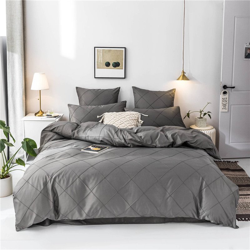 Juego de cama moderno de 4 piezas, 1 funda nórdica, 1 sábana plana, 2 fundas de almohada, poliéster de alta calidad, tamaño Twin Queen King