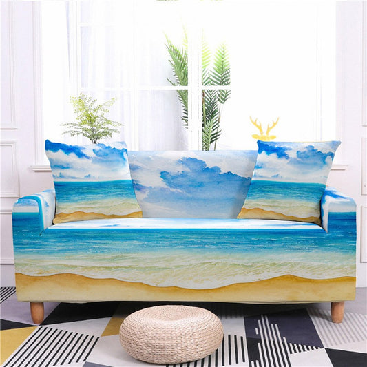 1-/2-/3-/4-Sitzer-Sofabezug mit nautischem Ozean-Motiv, weiche Spandex-Couch-Sofabezüge, waschbarer Möbelschutz 