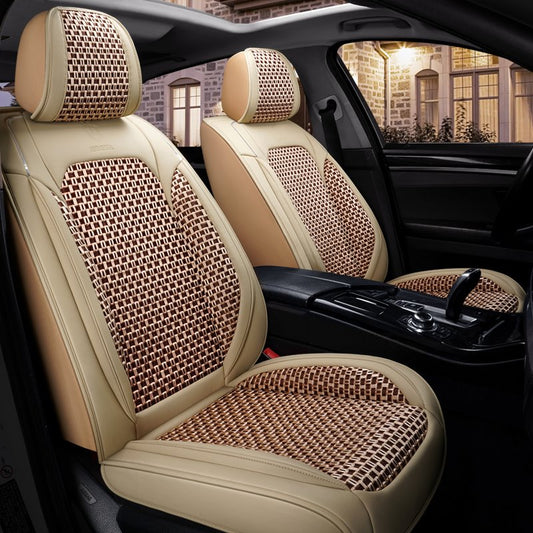 Car Seat Covers Wear-resistant Leather & Breathable Ice Silk Material Comfortable Breathable And Sweat-free 5-seater Full Coverage Durable Scratch Resistant Easy To Clean Universal Fit for Sedan SUV Pick-up Truck